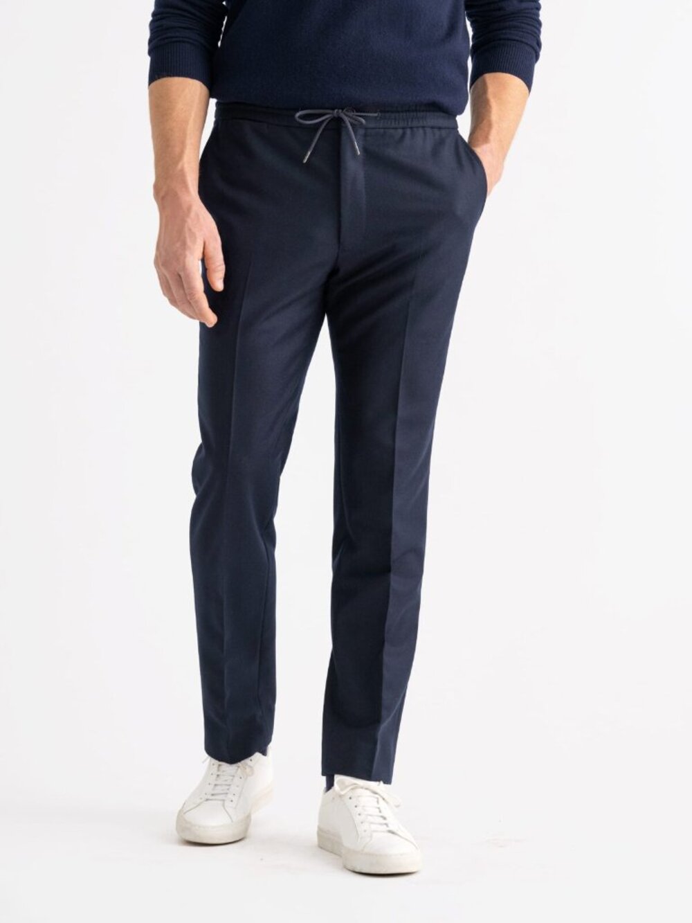 NWOT Proper Cloth Men's Flannel Wool Drawstring Trouser Size 34 X 34" in Navy